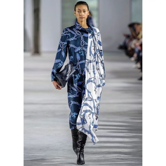 Tibi Blue and White Midi Dress - Picture 1 of 13